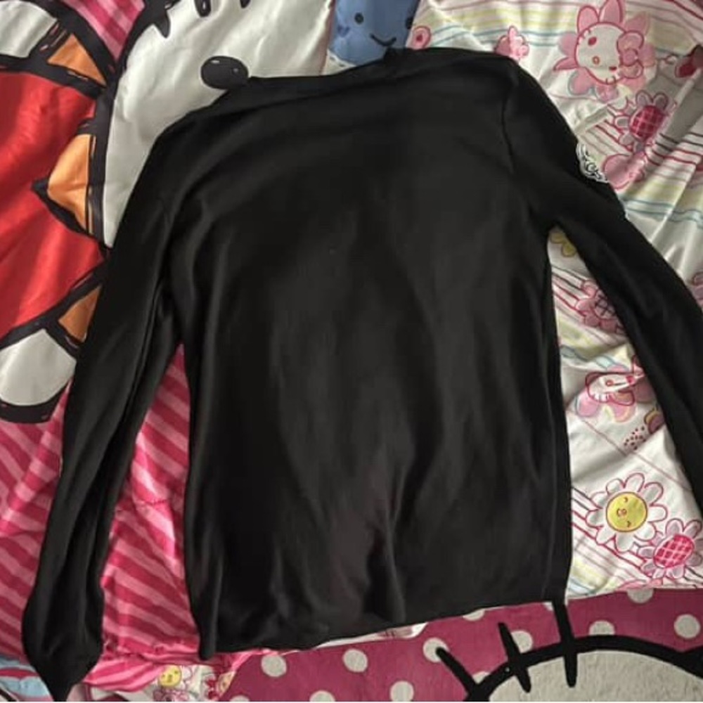 Black Long Sleeve Shirt with Skull and Cross Design - Picture 2 of 2
